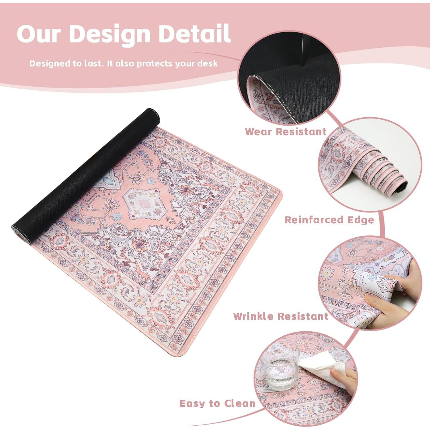 Alfombrilla de Escritorio XXL Baziabbo Rosa 90x40 cm Antideslizante