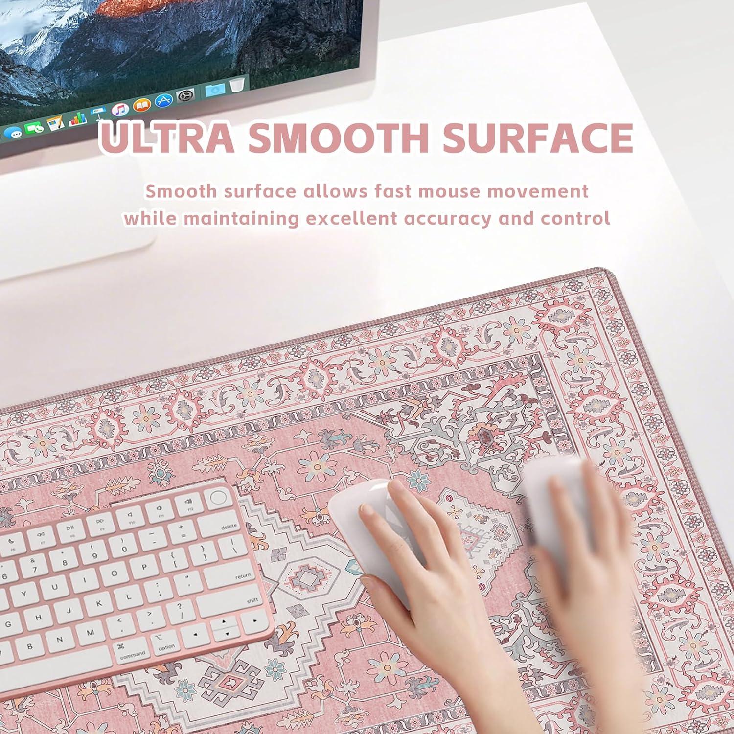 Alfombrilla de Escritorio XXL Baziabbo Rosa 90x40 cm Antideslizante