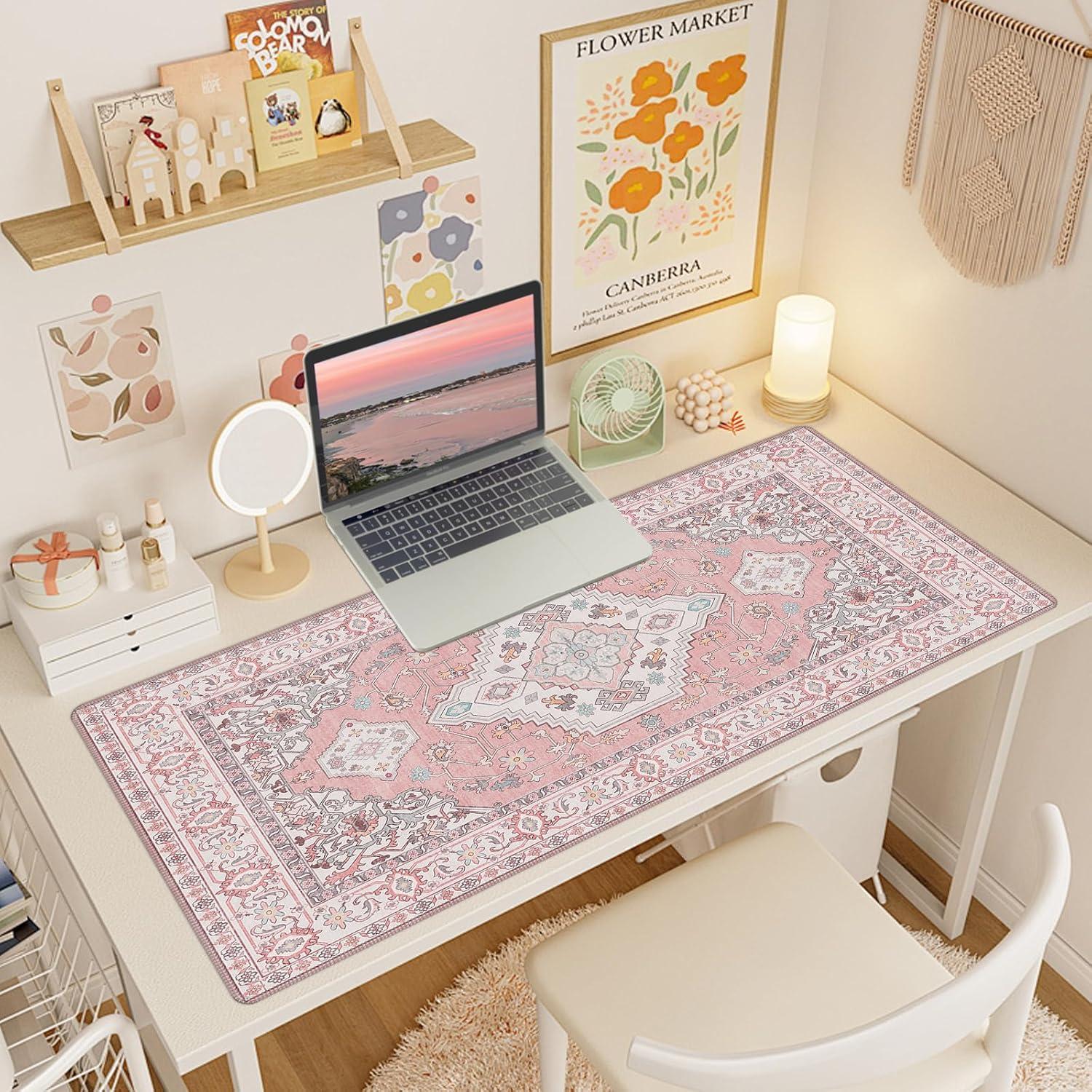 Alfombrilla de Escritorio XXL Baziabbo Rosa 90x40 cm Antideslizante