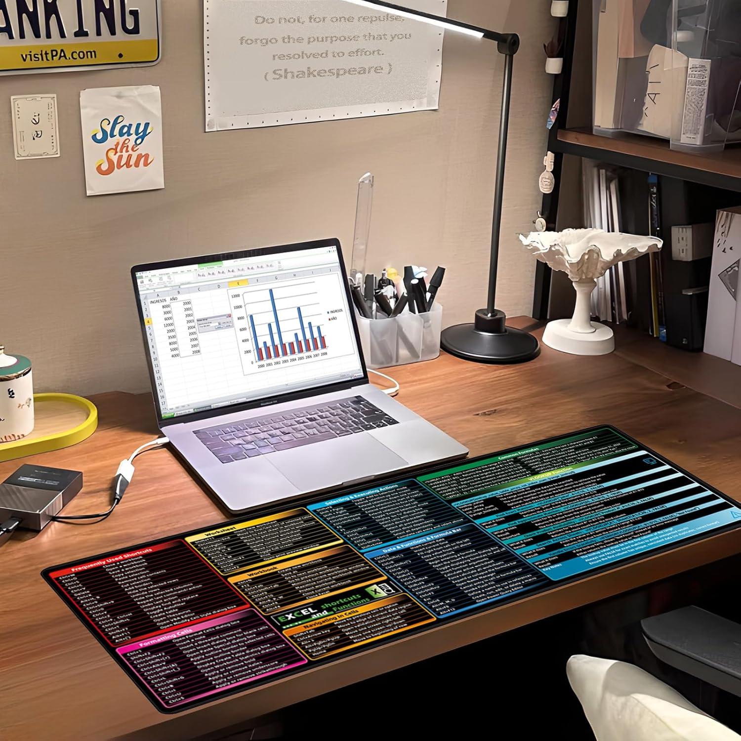 Alfombrilla de Ratón BIRSUKL XL con Atajos de Excel 800x300mm