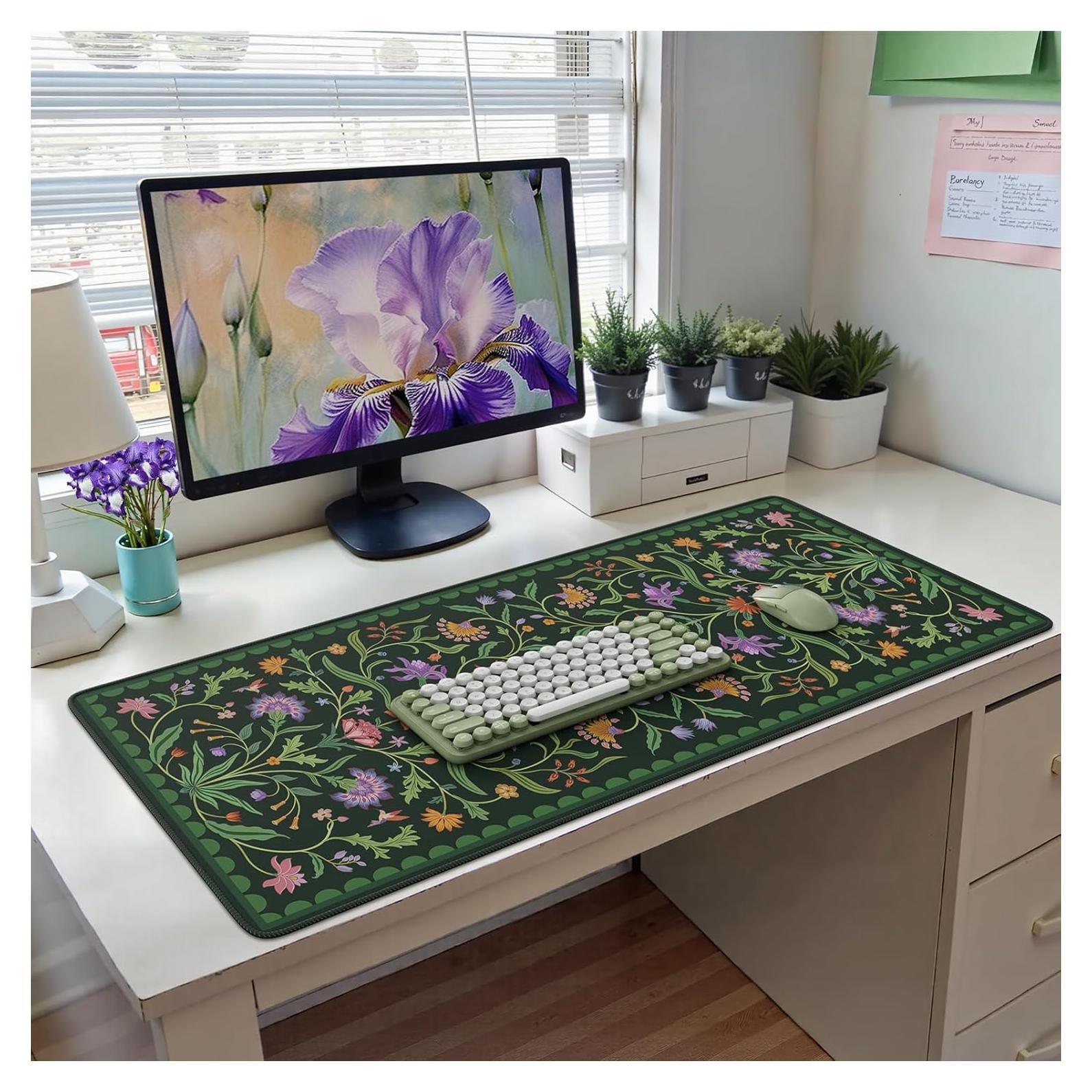 Alfombrilla de Escritorio Grande HAOCOO Verde Musgo Antideslizante