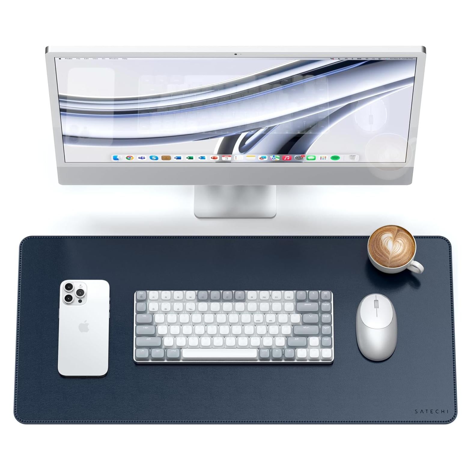 Alfombrilla de Escritorio Satechi Cuero Vegano Azul 68x31.5cm