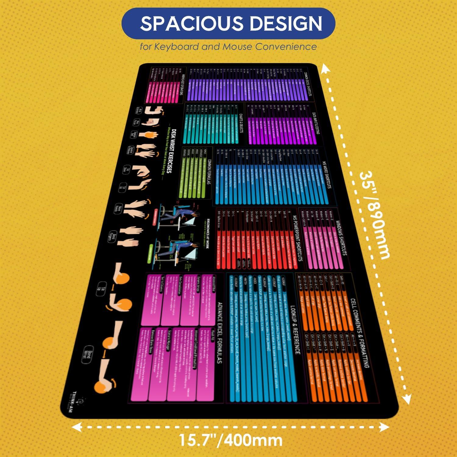 Alfombrilla de atajos de Excel Think AM 88.9x39.9cm antideslizante