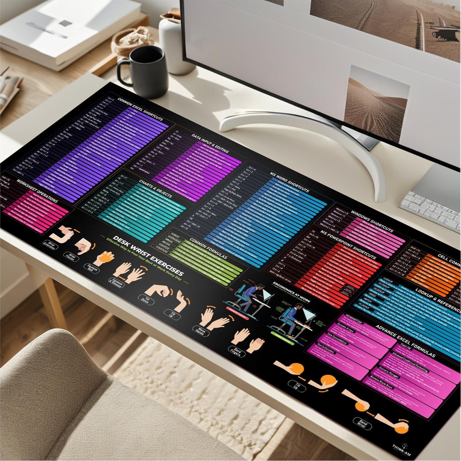 Alfombrilla de atajos de Excel Think AM 88.9x39.9cm antideslizante