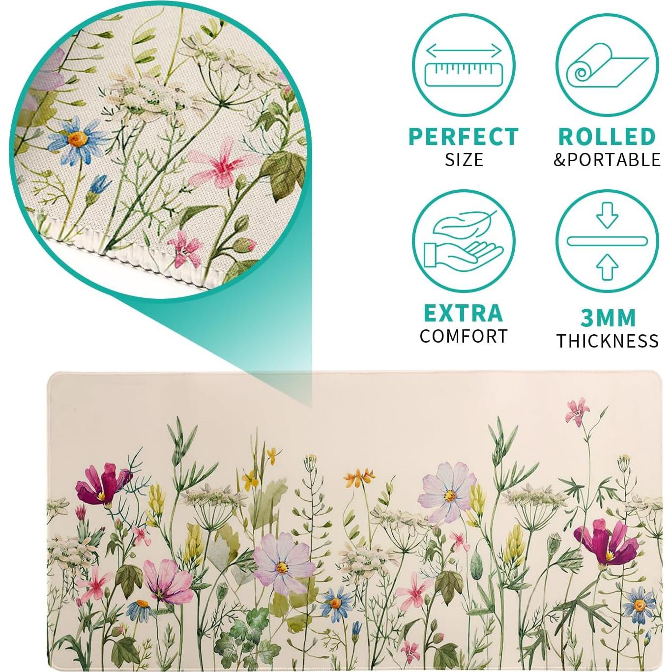 Alfombrilla de Juego Extendida Siski 70x30 cm Diseño de Flores