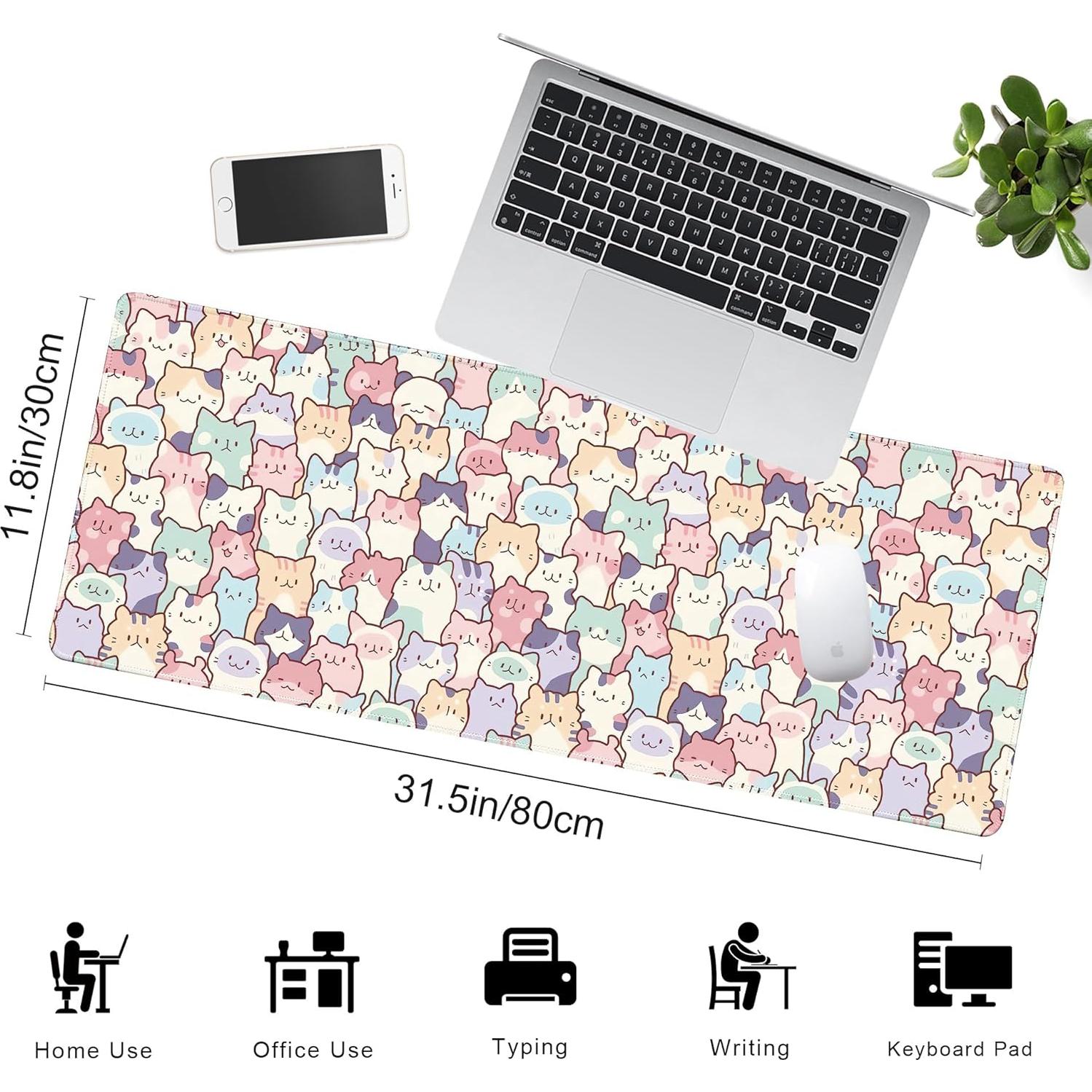 Alfombrilla de Ratón Grande XSXXSC Gatos Coloridos 80x30cm