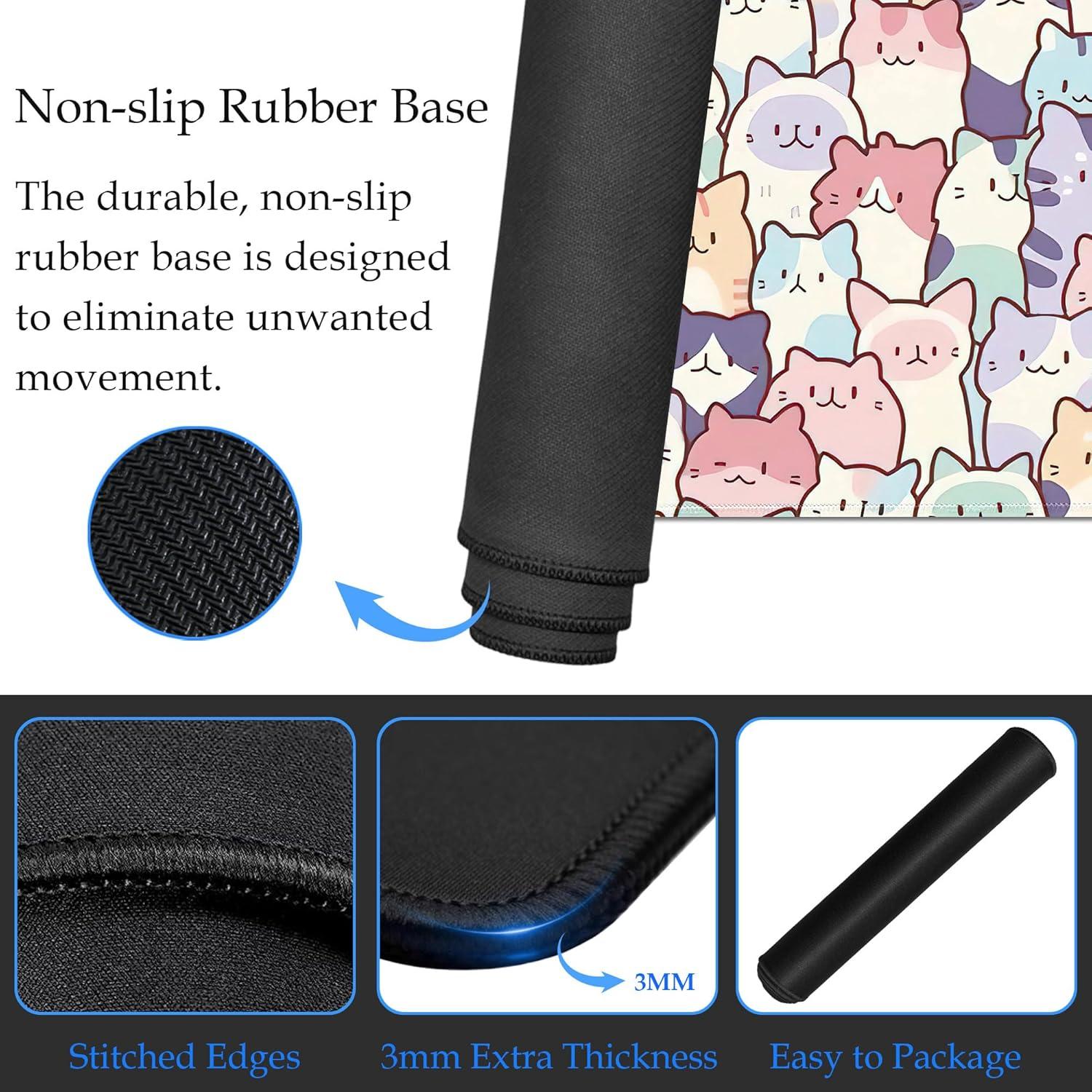 Alfombrilla de Ratón Grande XSXXSC Gatos Coloridos 80x30cm