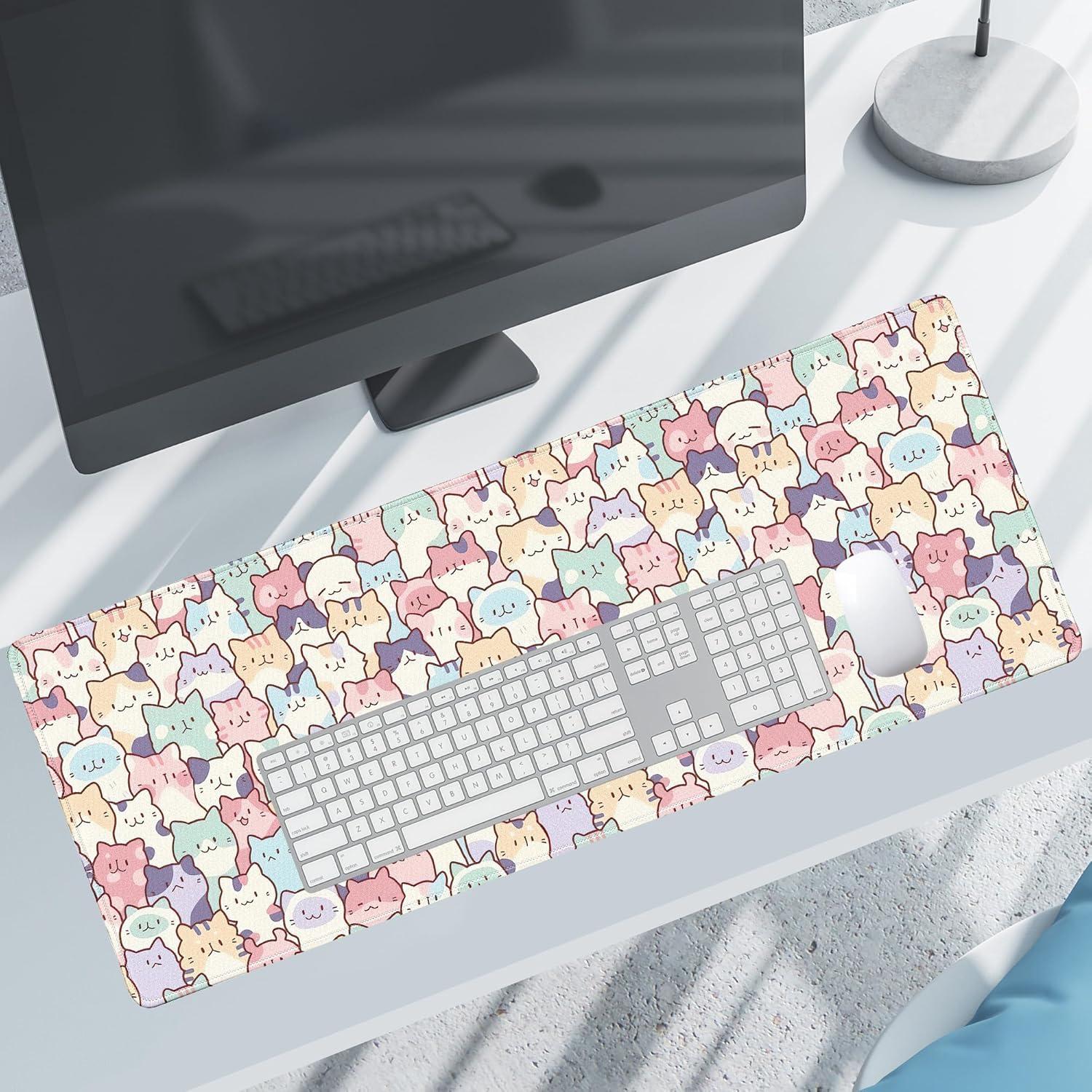 Alfombrilla de Ratón Grande XSXXSC Gatos Coloridos 80x30cm