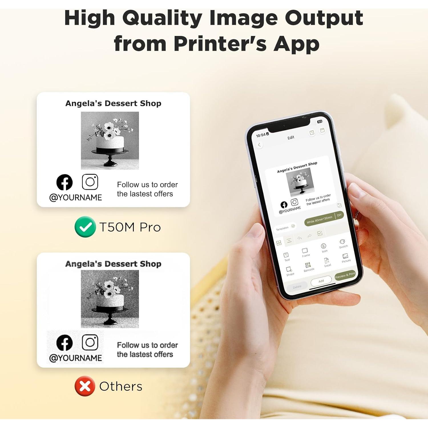 SUPVAN T50M Pro Etiquetadora Bluetooth Mini 1.9-5.1 cm Negra