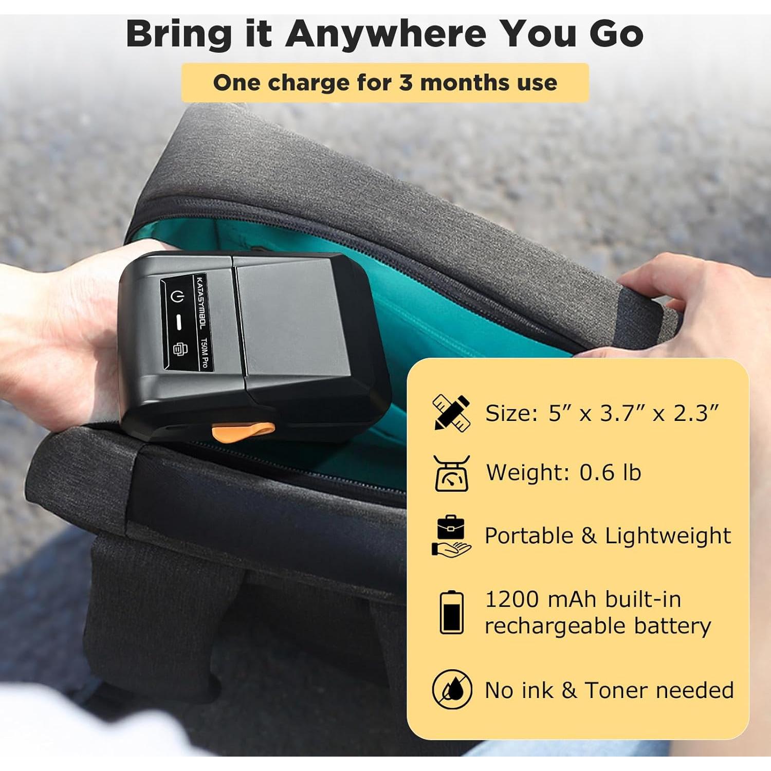 SUPVAN T50M Pro Etiquetadora Bluetooth Mini 1.9-5.1 cm Negra