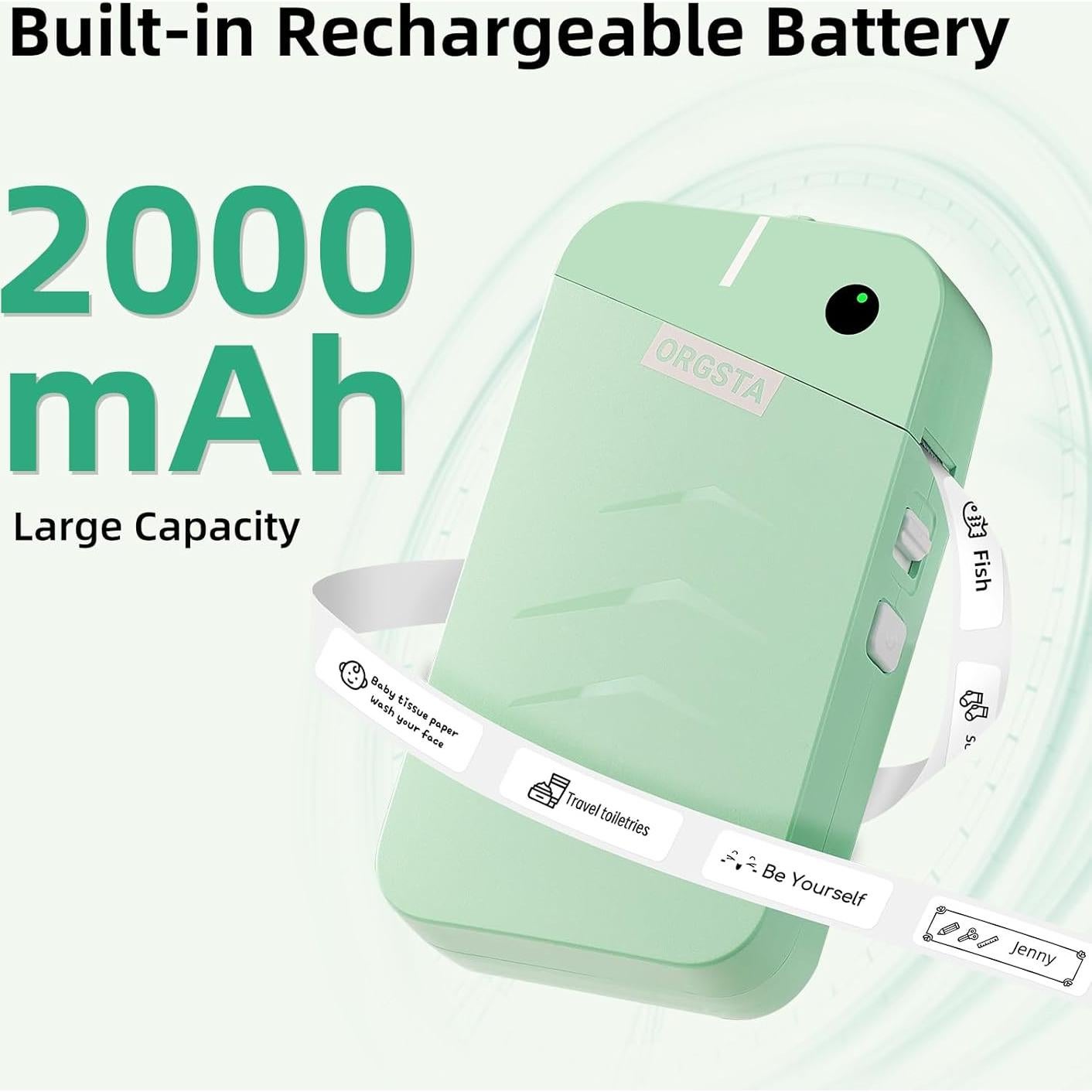 Impresora de Etiquetas ORGSTA S001 Bluetooth Portátil Verde