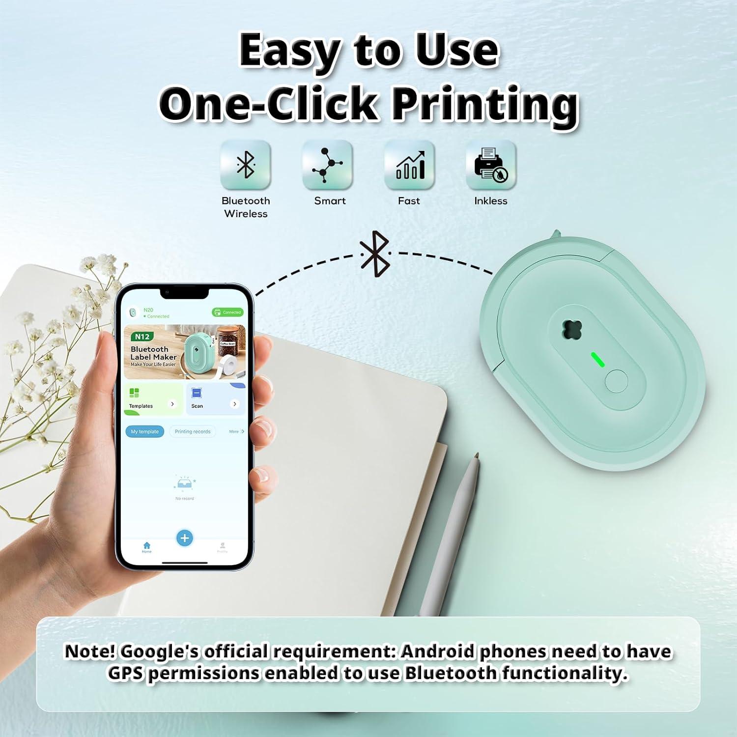 Impresora de Etiquetas Portátil NADAIIN N12 Bluetooth Verde