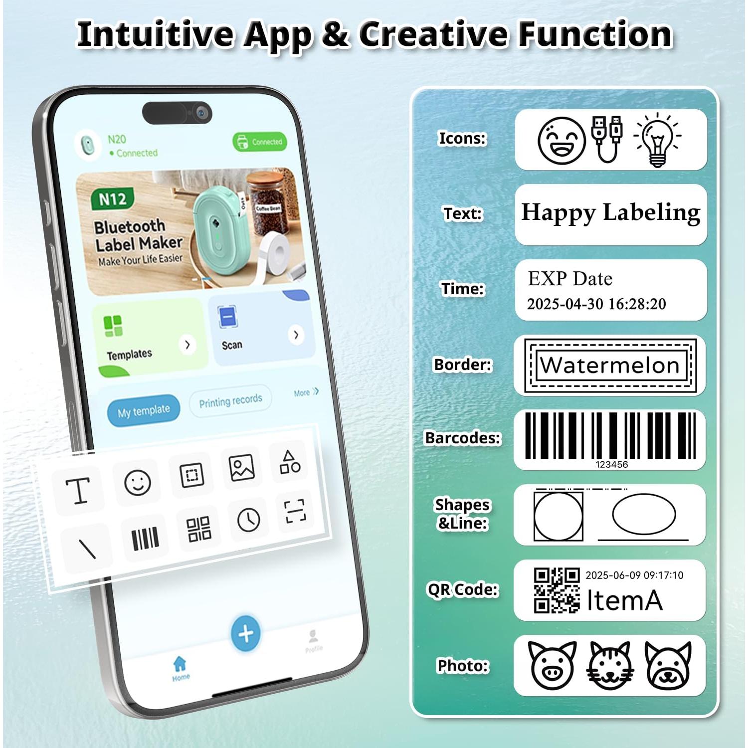 Impresora de Etiquetas Portátil NADAIIN N12 Bluetooth Verde