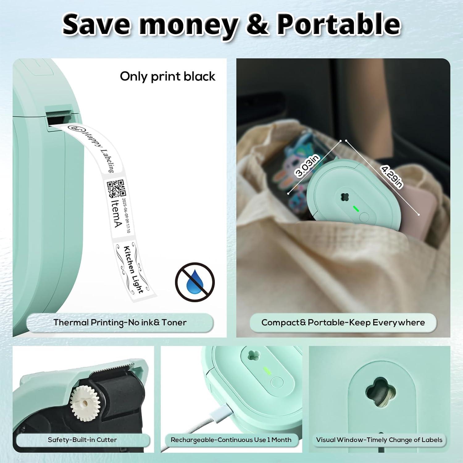 Impresora de Etiquetas Portátil NADAIIN N12 Bluetooth Verde