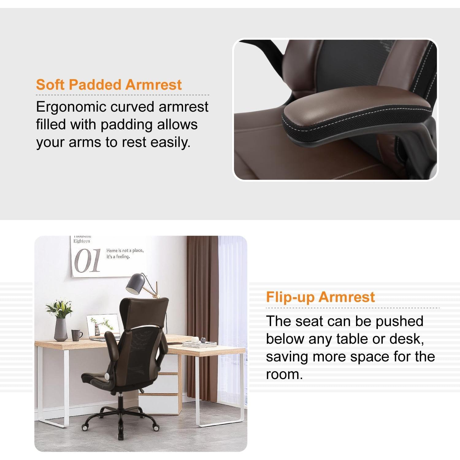 Silla de Oficina Ergonómica SOERGO con Soporte Lumbar Marrón