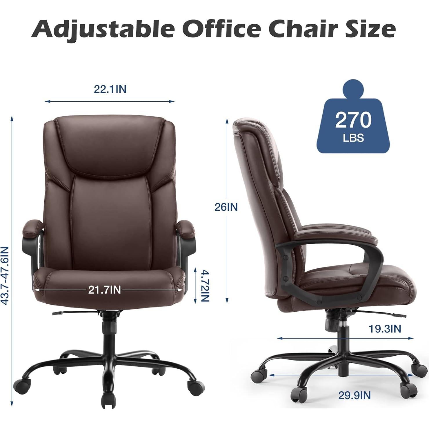 Silla de Oficina Ergonómica OLIXIS - Soporta 136 kg, Cuero PU