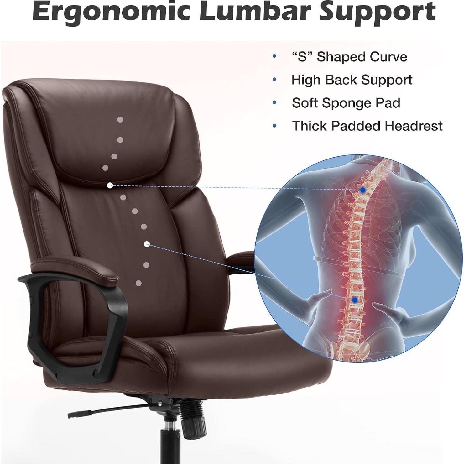 Silla de Oficina Ergonómica OLIXIS - Soporta 136 kg, Cuero PU