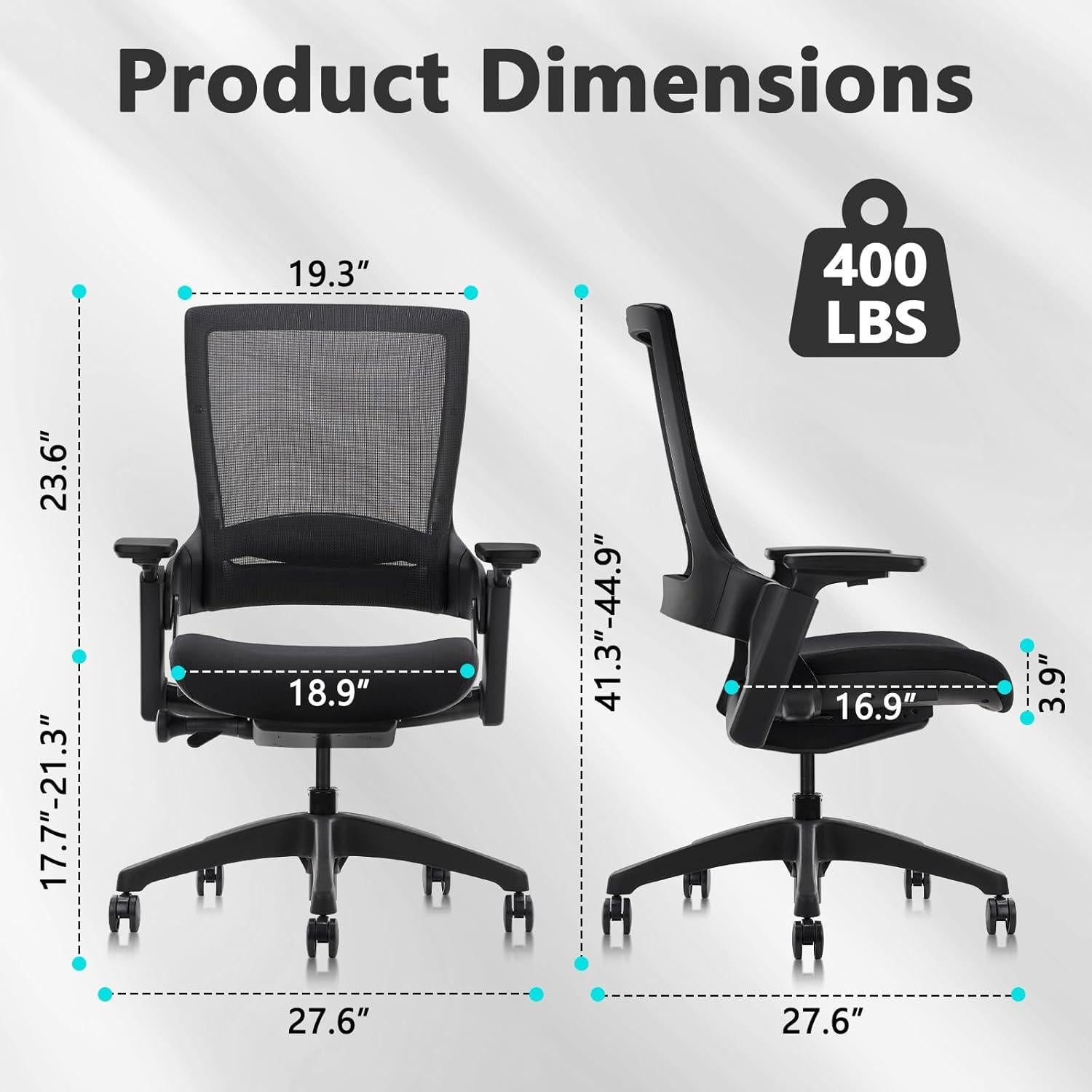 Silla de Oficina Ergonómica CLATINA Mesk Ajustable Negra