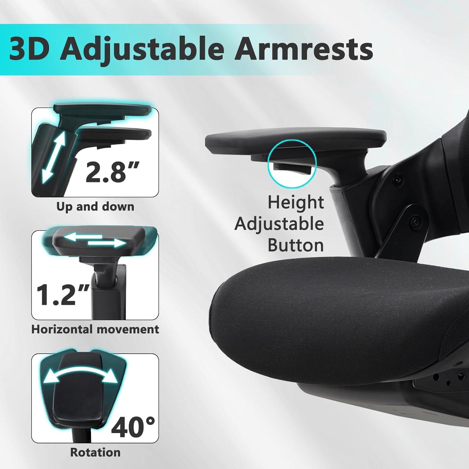 Silla de Oficina Ergonómica CLATINA Mesk Ajustable Negra