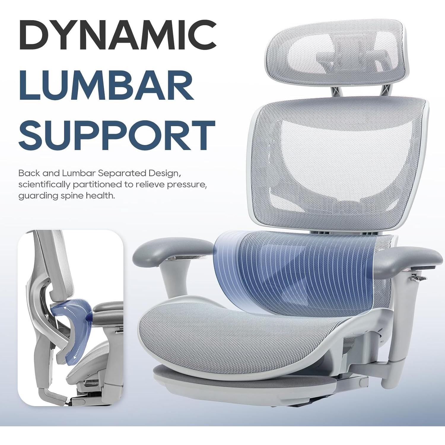 Silla de Oficina Ergonómica COLAMY 5188 con Reposapiés Gris