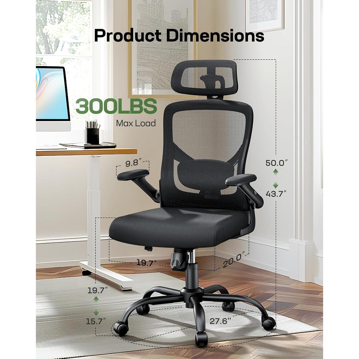 Silla de Oficina Ergonómica Marsail con Respaldo Alto y Soporte Lumbar Ajustable
