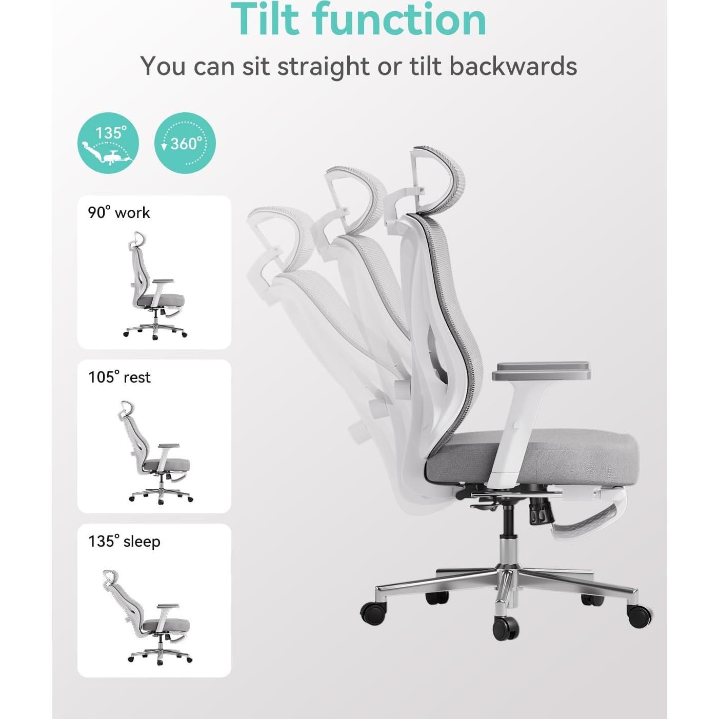 Silla de Oficina Ergonómica Hbada P5 con Soporte Lumbar Ajustable