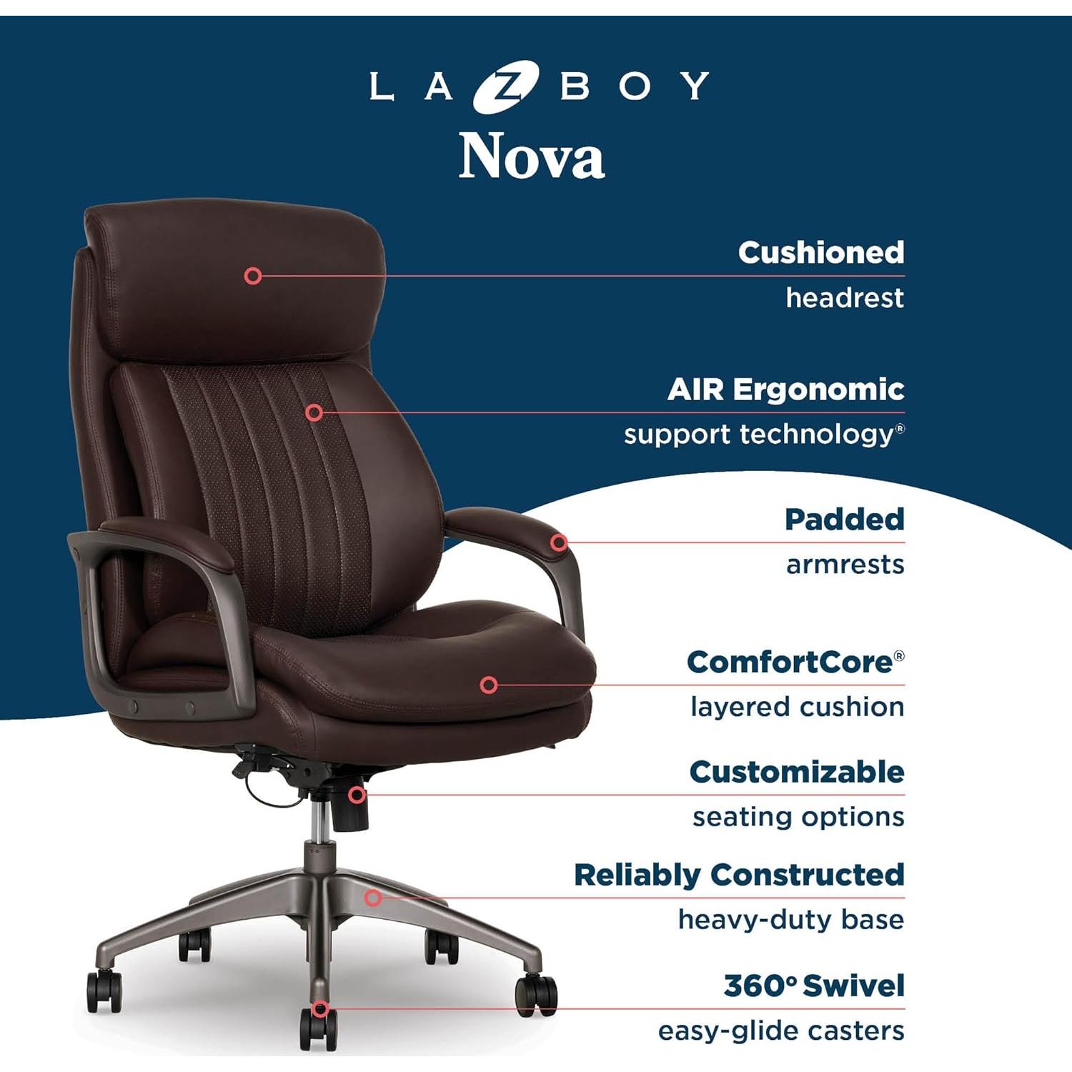 Silla de Oficina Ejecutiva La-Z-Boy Nova, Soporte Ergonómico AIR