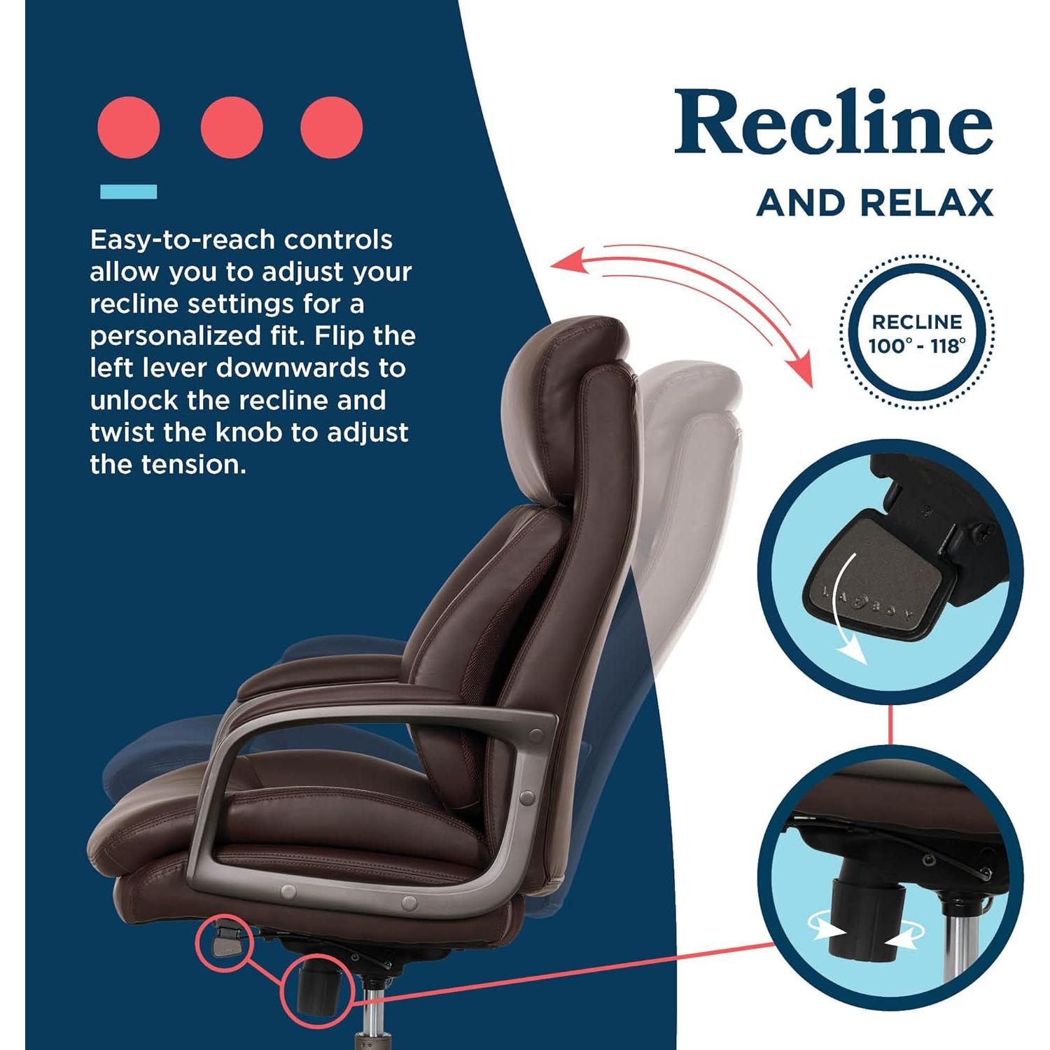 Silla de Oficina Ejecutiva La-Z-Boy Nova, Soporte Ergonómico AIR