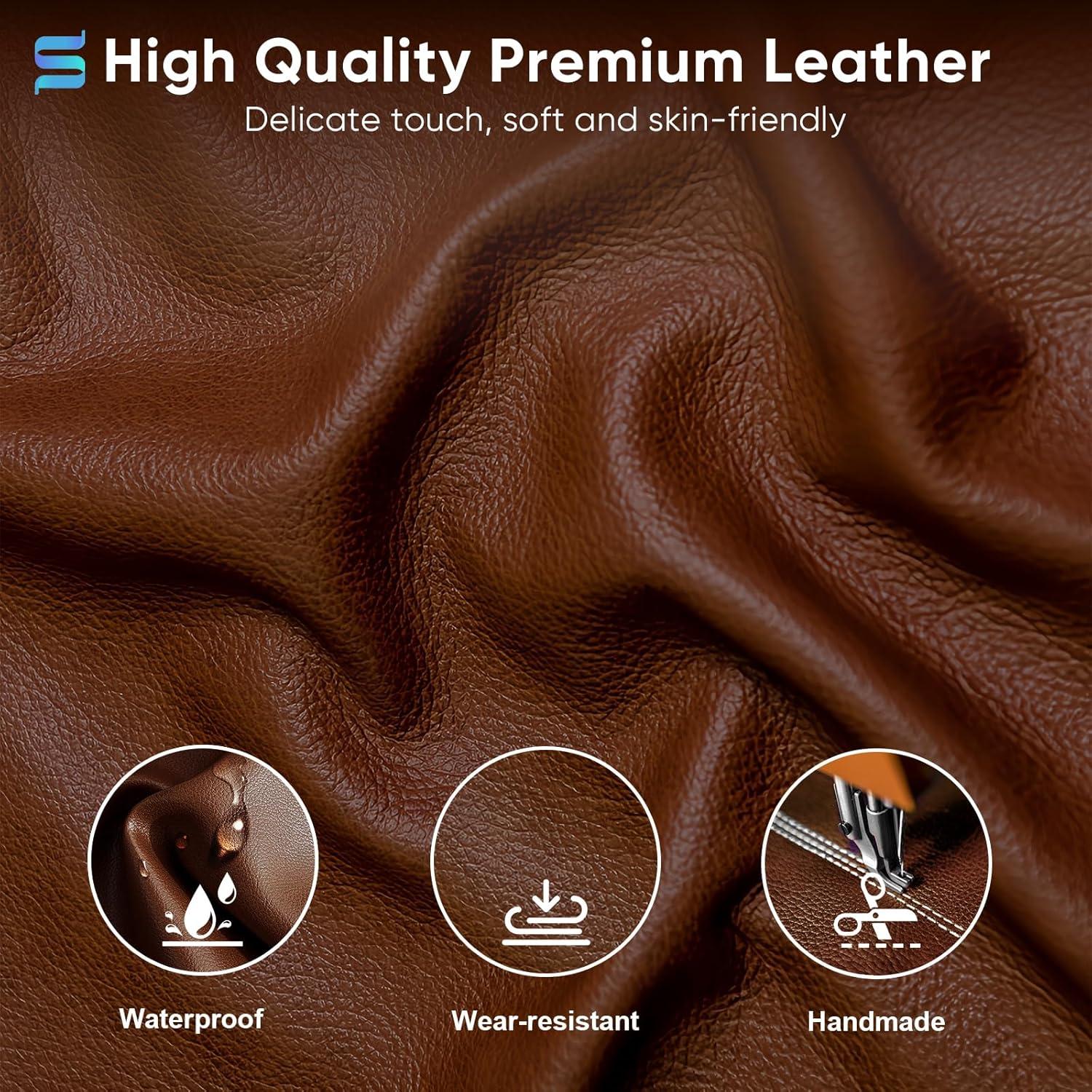 Silla de Oficina Sytas SLBY618 de Cuero Marrón con Respaldo Ajustable