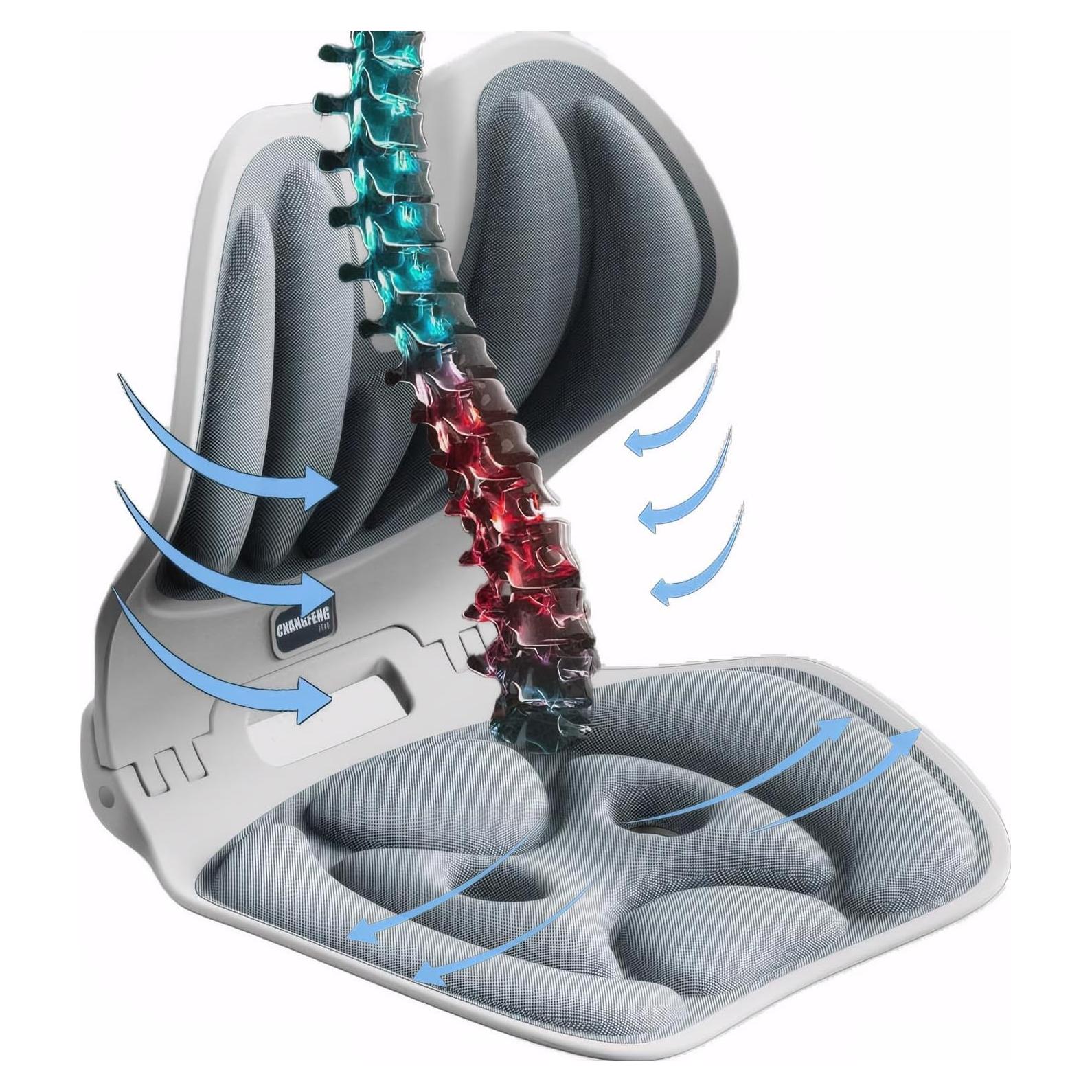 Soporte Lumbar Ergonómico CHANGFENG para Silla - Gris