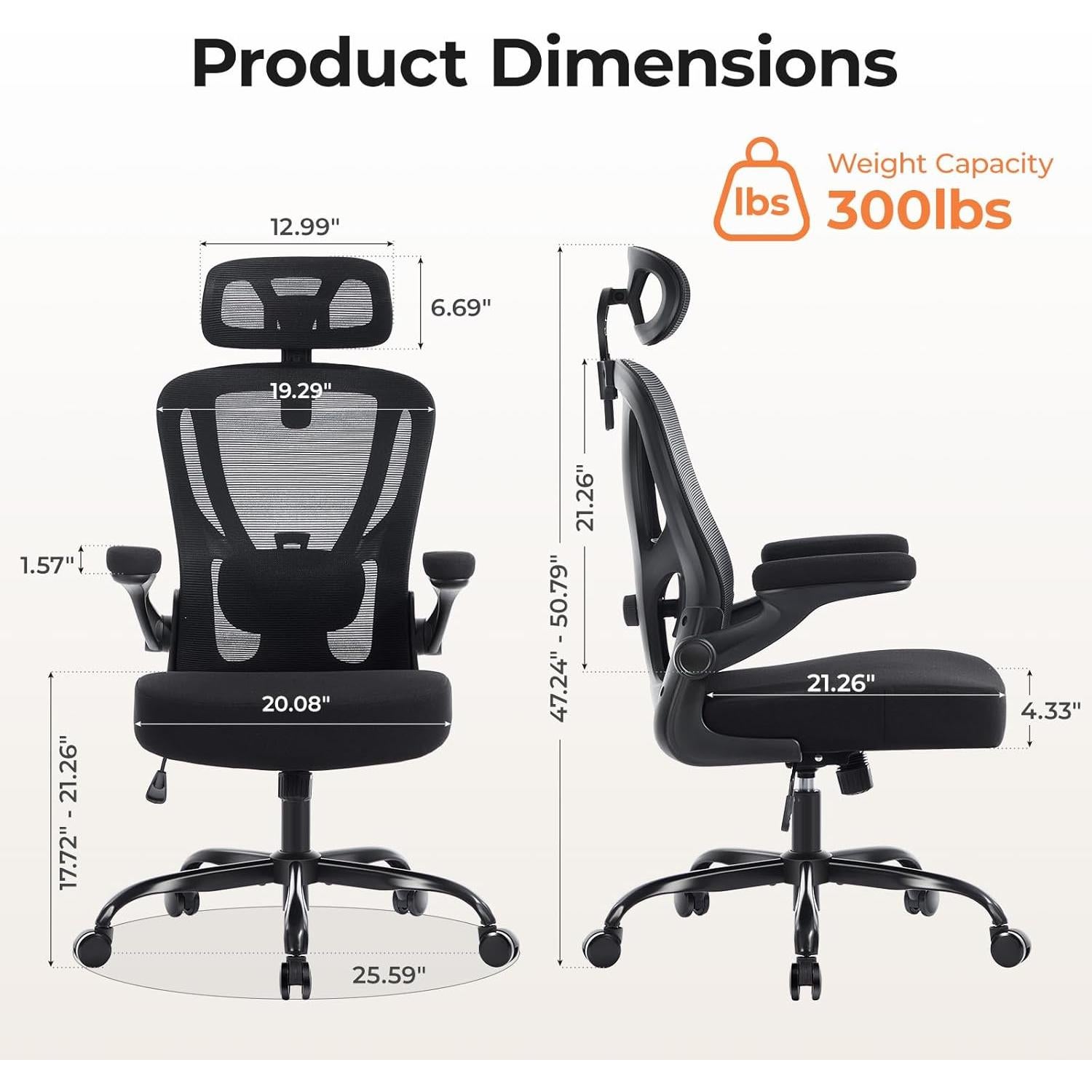 Silla de Oficina Ergonómica Shipborne 3032-BK con Soporte Lumbar