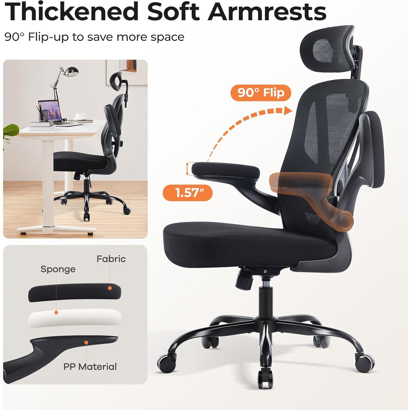 Silla de Oficina Ergonómica Shipborne 3032-BK con Soporte Lumbar