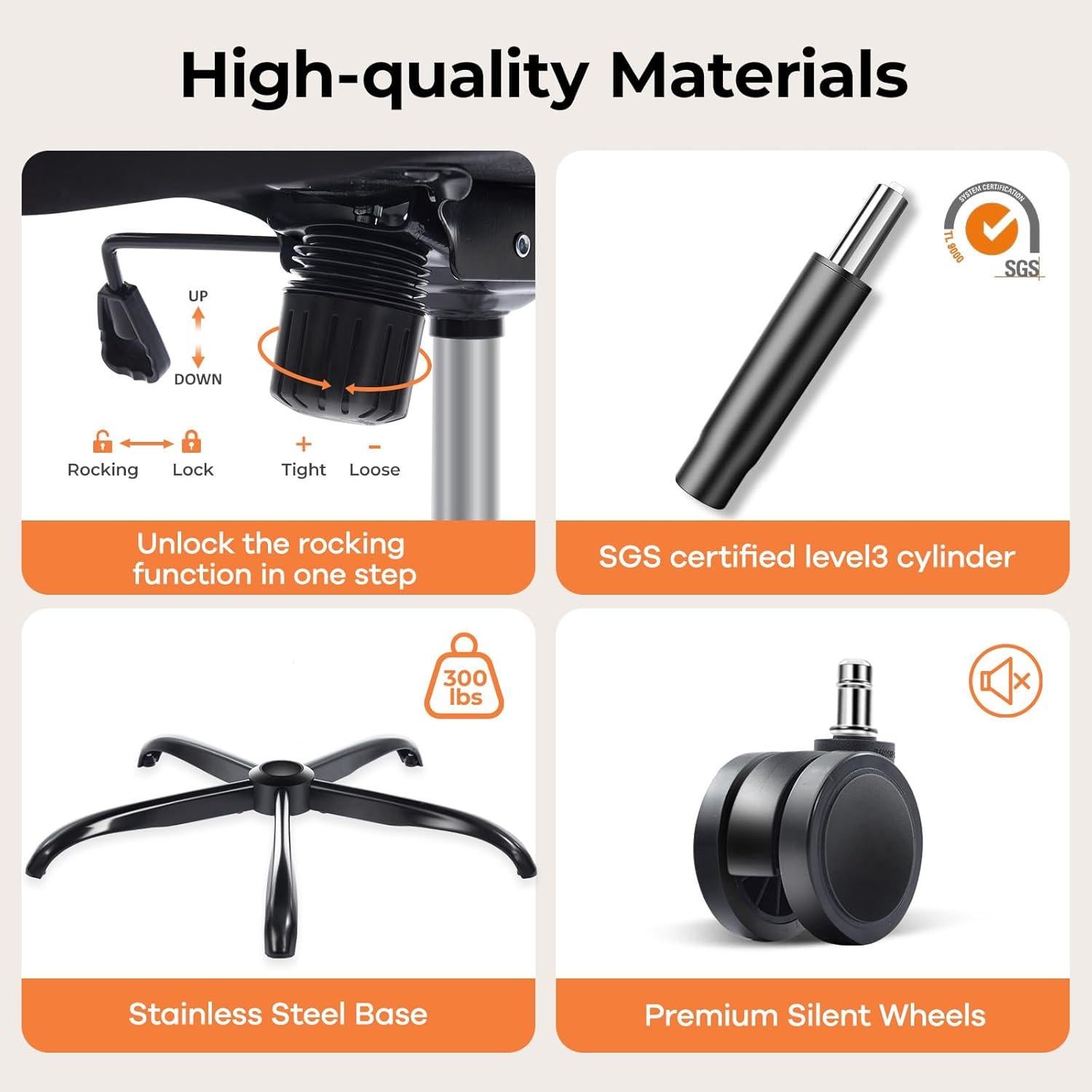 Silla de Oficina Ergonómica Shipborne 3032-BK con Soporte Lumbar