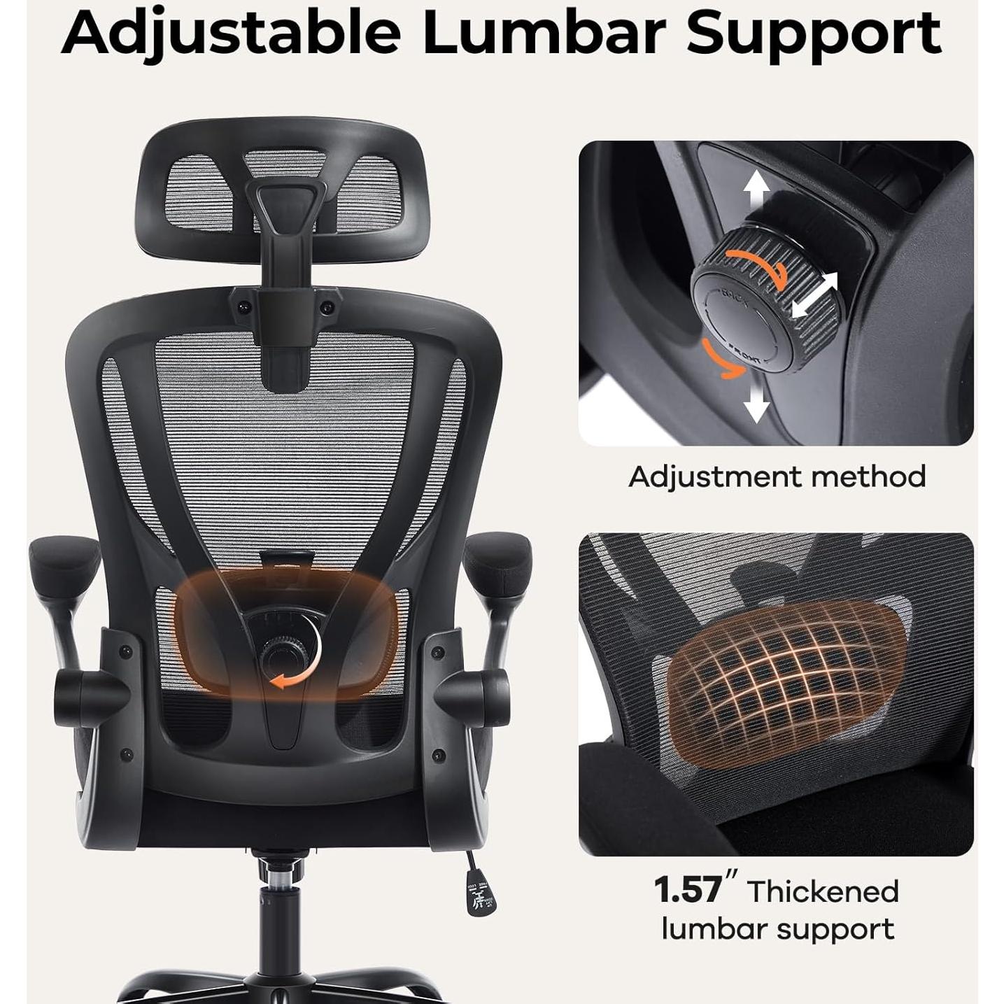 Silla de Oficina Ergonómica Shipborne 3032-BK con Soporte Lumbar