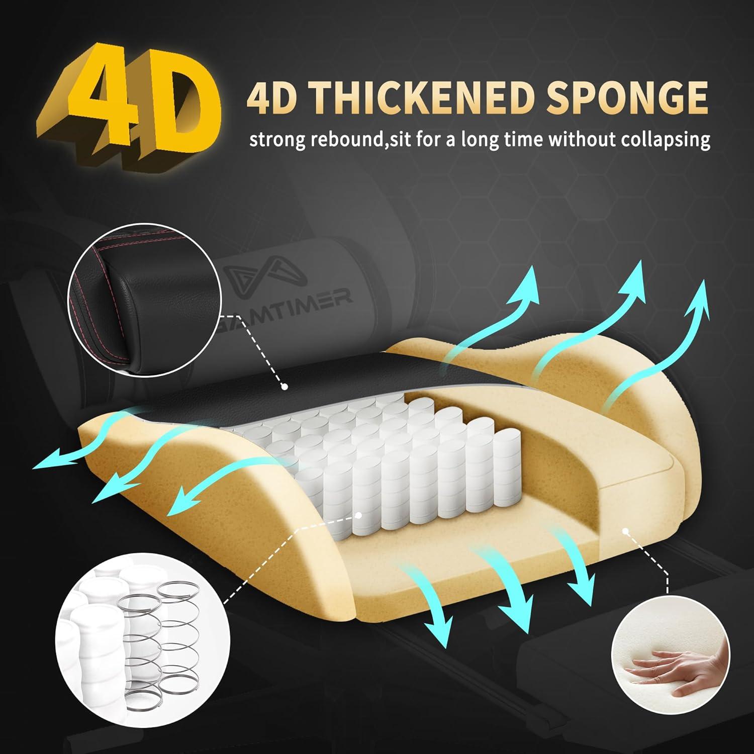 Silla de Juego Ergonómica Gamtimer para Adultos 400 lbs Negro