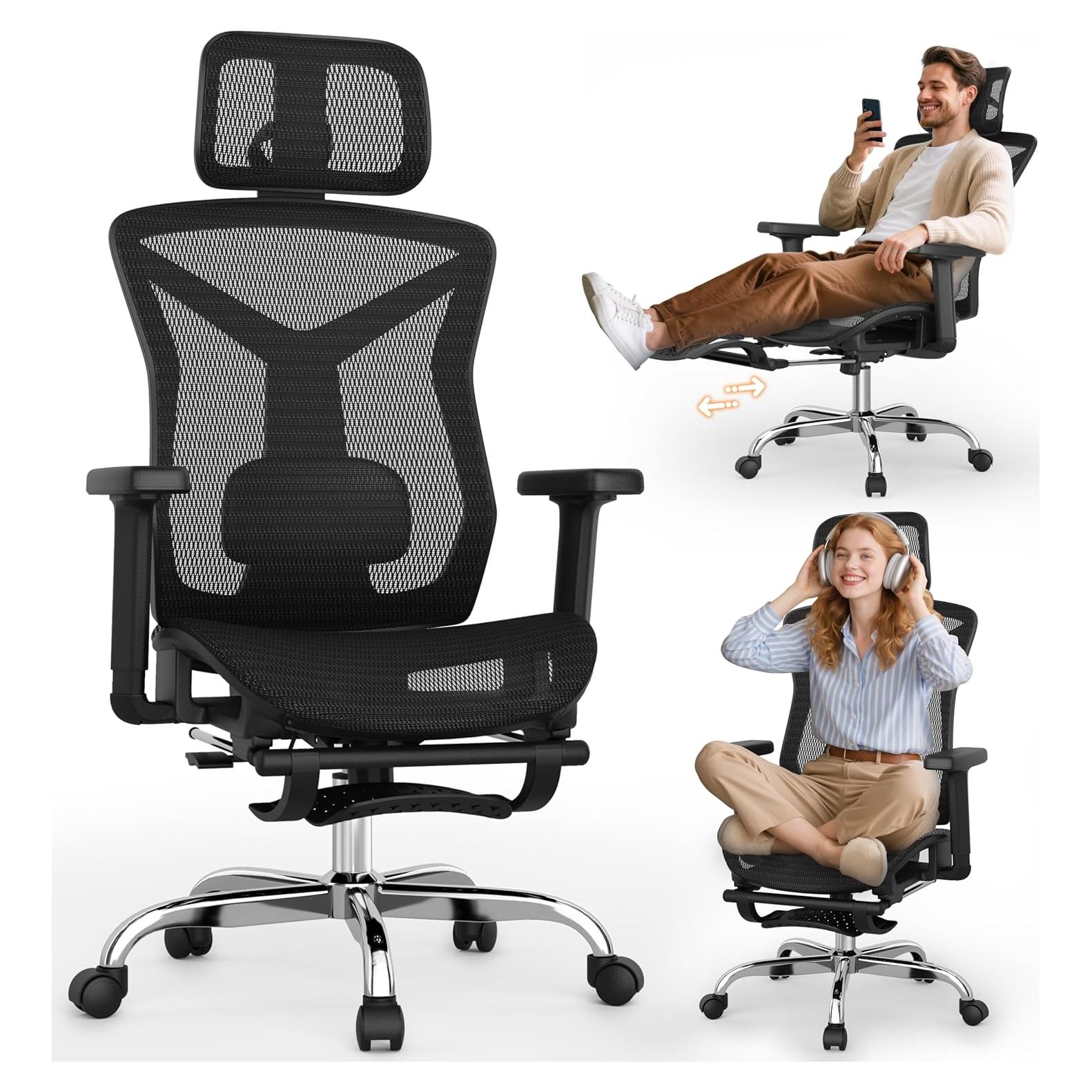 Silla de Oficina Ergonómica SUNNOW con Reposapiés Ajustable