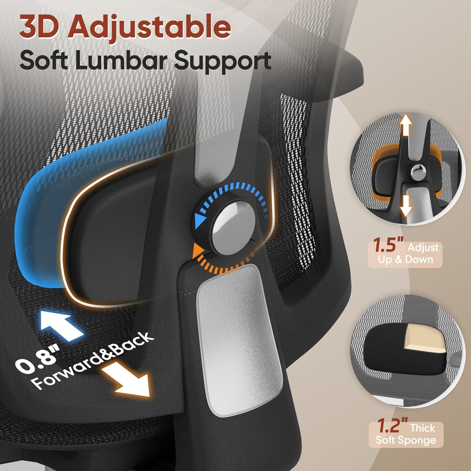 Silla de Oficina Ergonómica SUNNOW con Reposapiés Ajustable