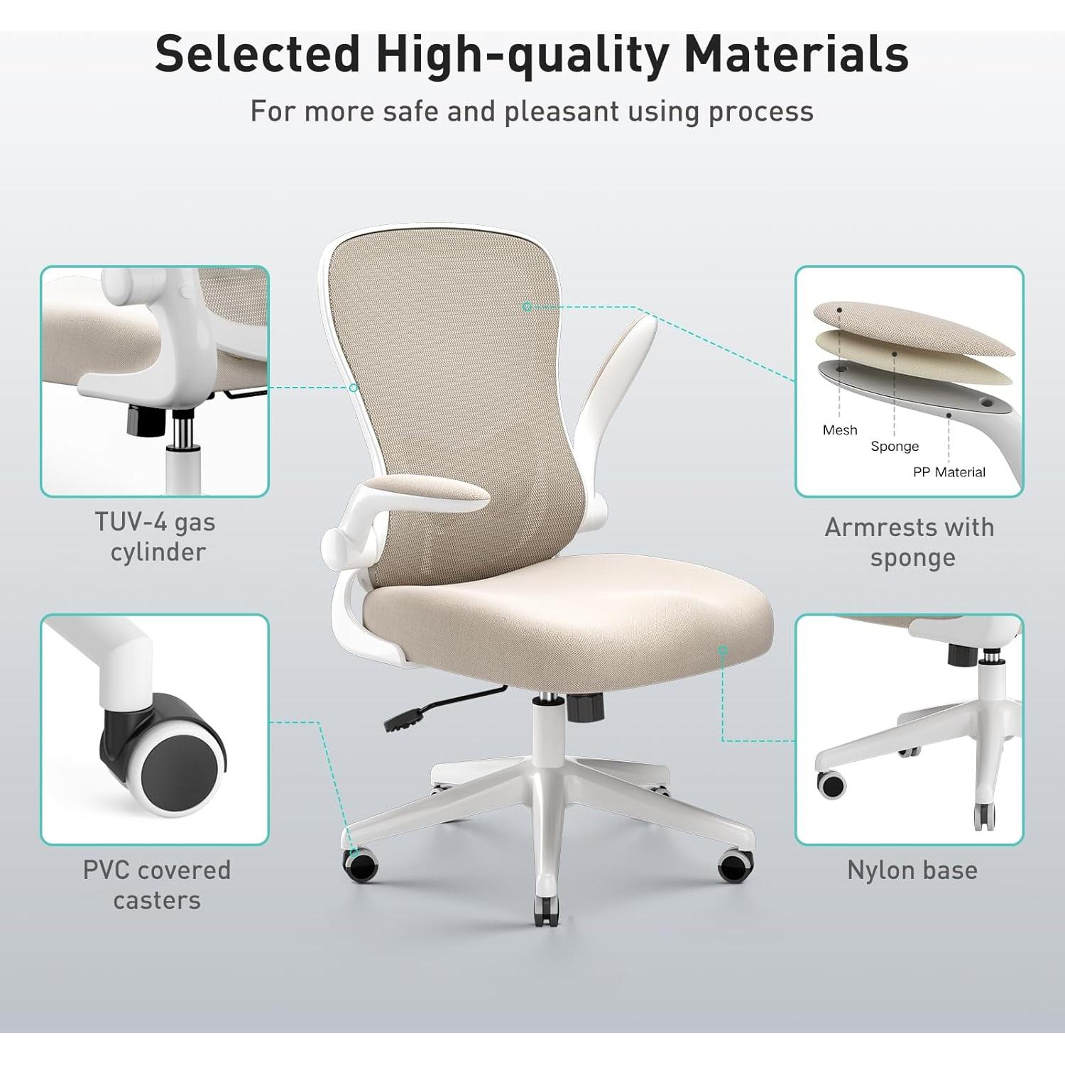 Silla de Oficina Ergonómica Hbada E201BMA Gris con Soporte Lumbar