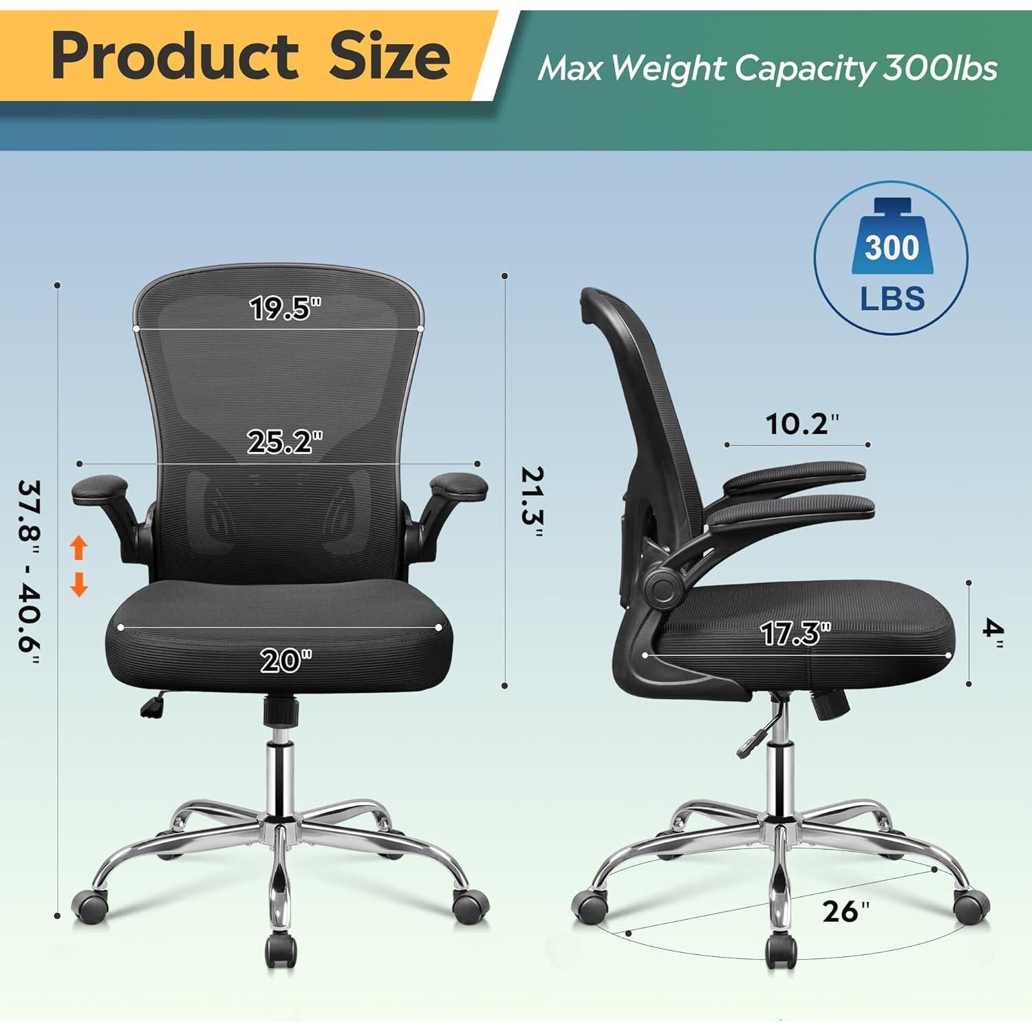 Silla de Oficina Ergonómica DEVAISE con Reposabrazos Plegables