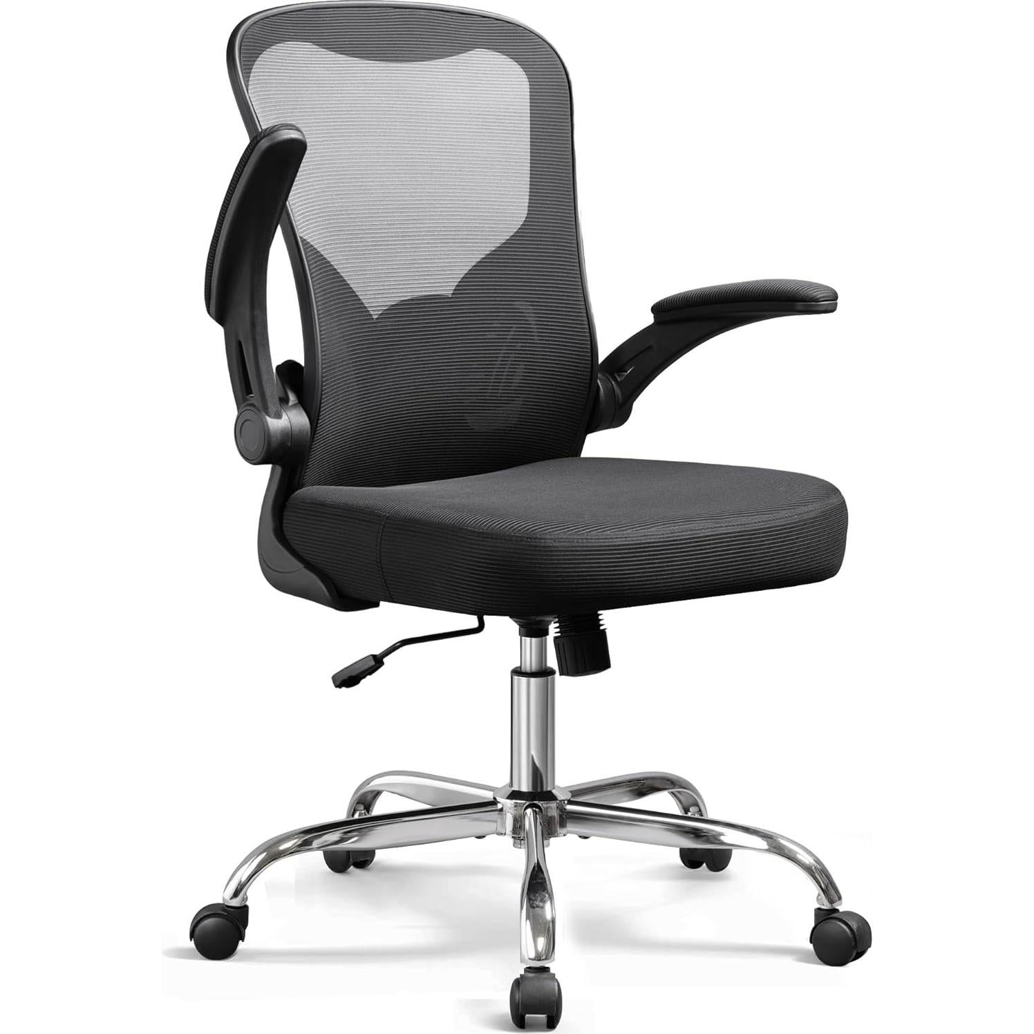 Silla de Oficina Ergonómica DEVAISE con Reposabrazos Plegables