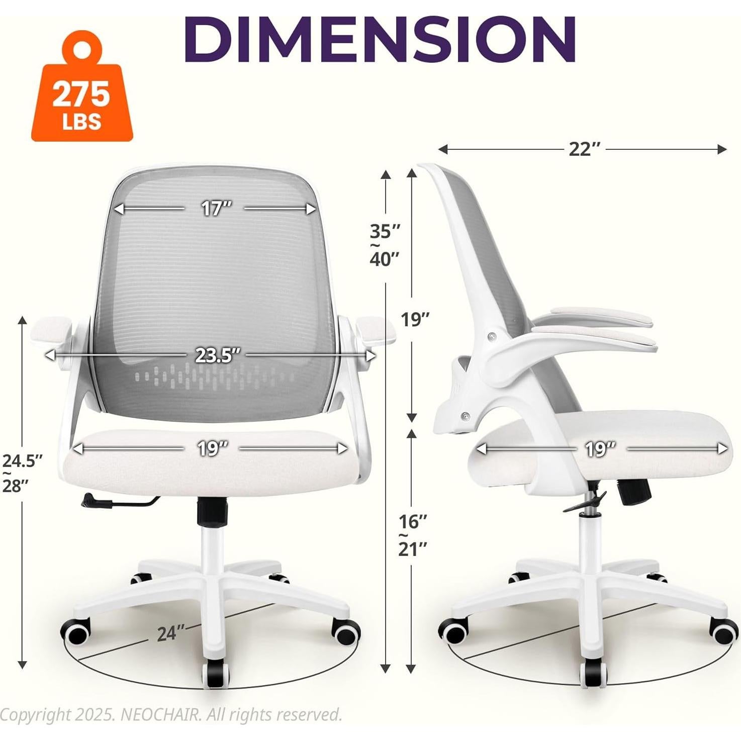 Silla de Oficina Ergonómica NEO Malla Ajustable Marfil