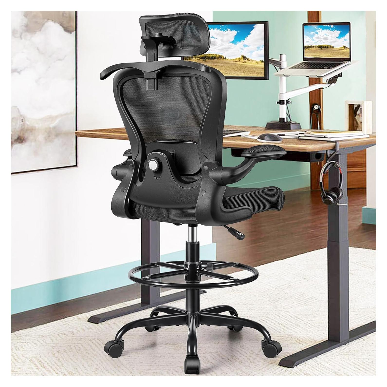 Silla Ergonómica AtHope Alta con Soporte Lumbar y Reposapiés
