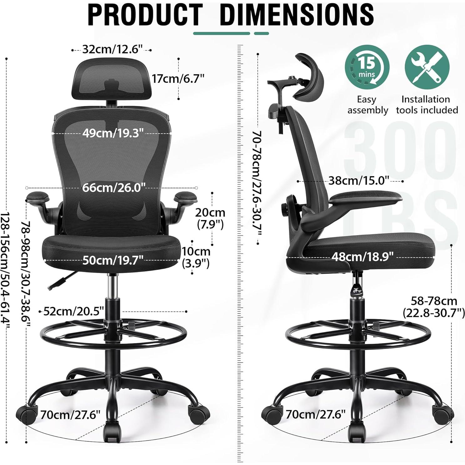 Silla Ergonómica AtHope Alta con Soporte Lumbar y Reposapiés