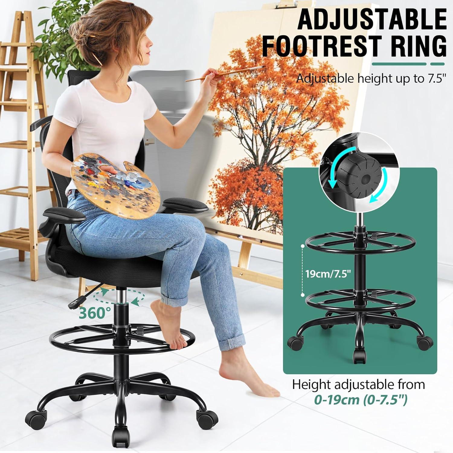 Silla Ergonómica AtHope Alta con Soporte Lumbar y Reposapiés
