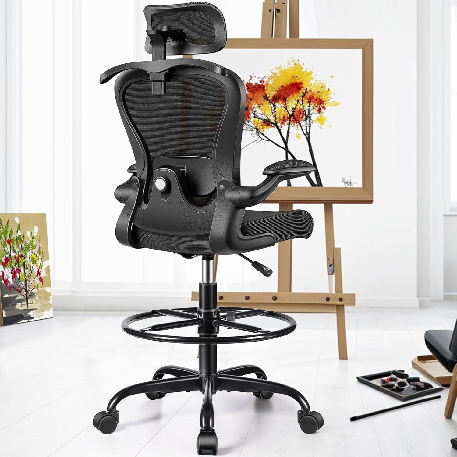 Silla Ergonómica AtHope Alta con Soporte Lumbar y Reposapiés