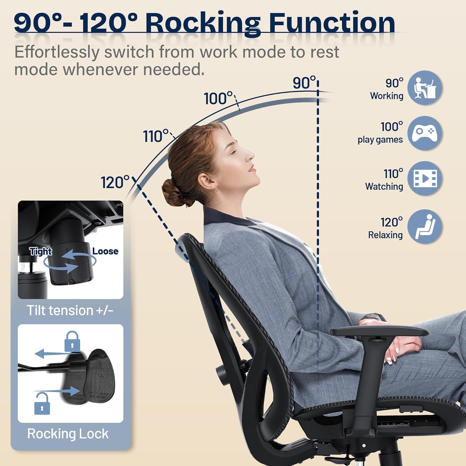 Silla de Oficina Ergonómica MOLENTS ML230BB con Soporte Lumbar