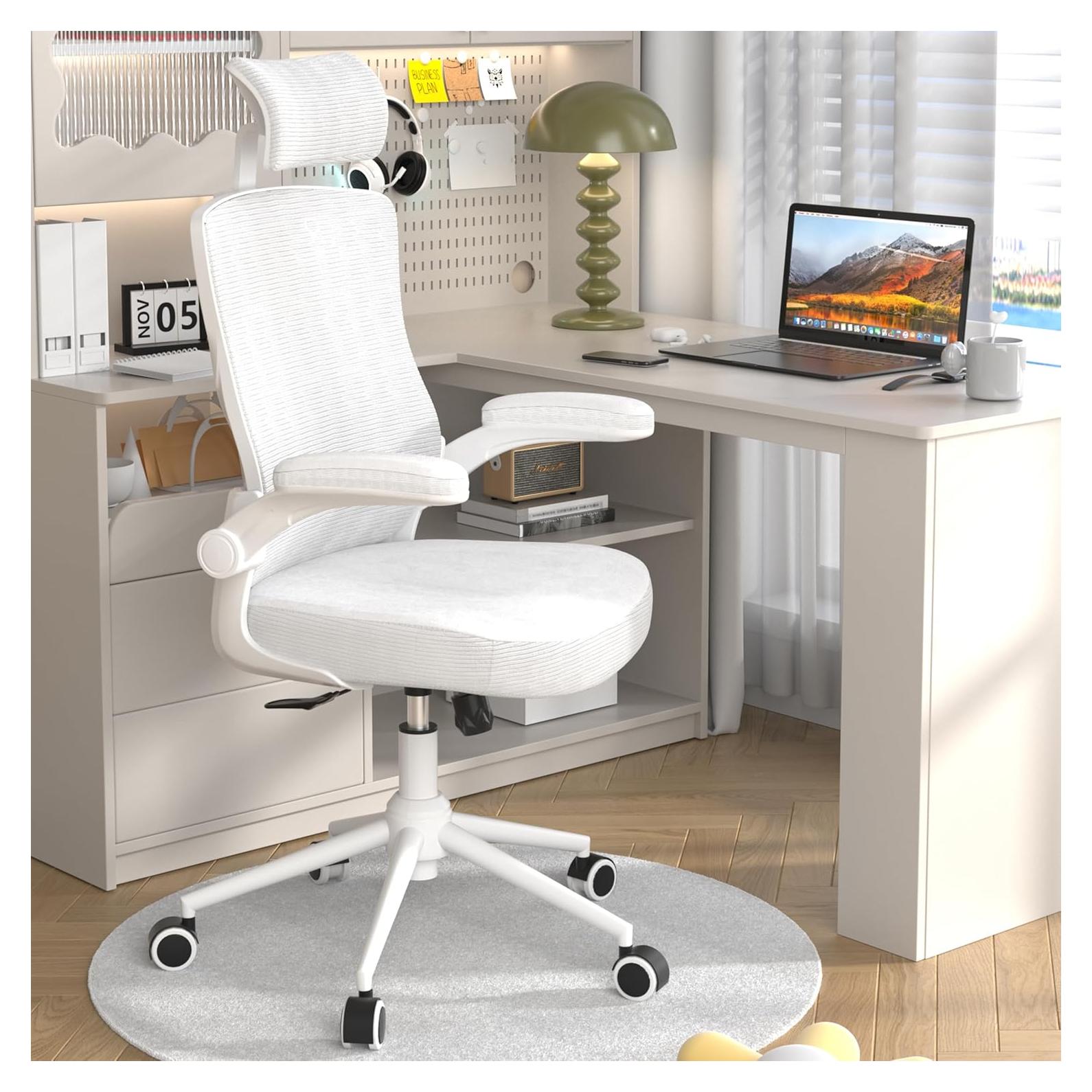 Silla de Oficina Ergonómica CYKOV Blanca con Soporte Lumbar