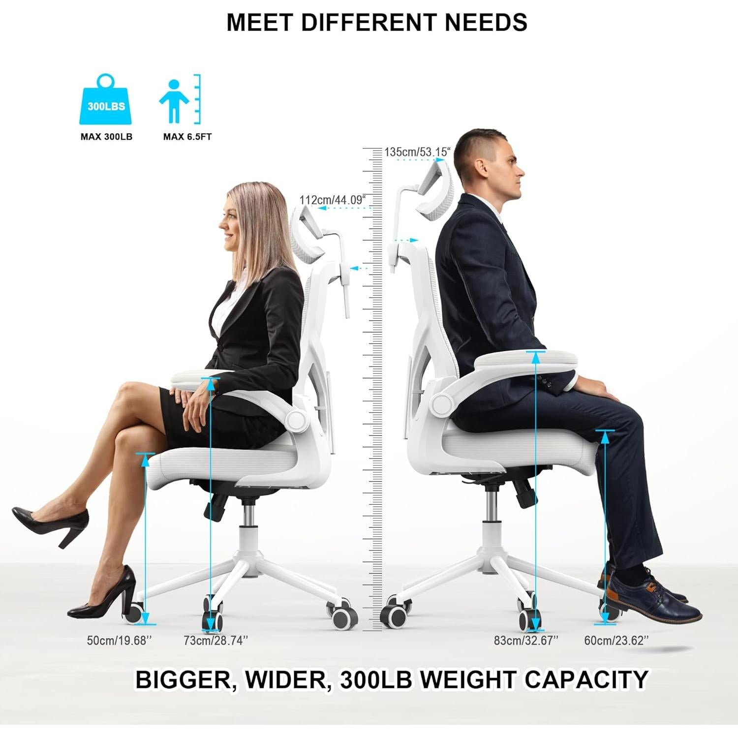 Silla de Oficina Ergonómica CYKOV Blanca con Soporte Lumbar