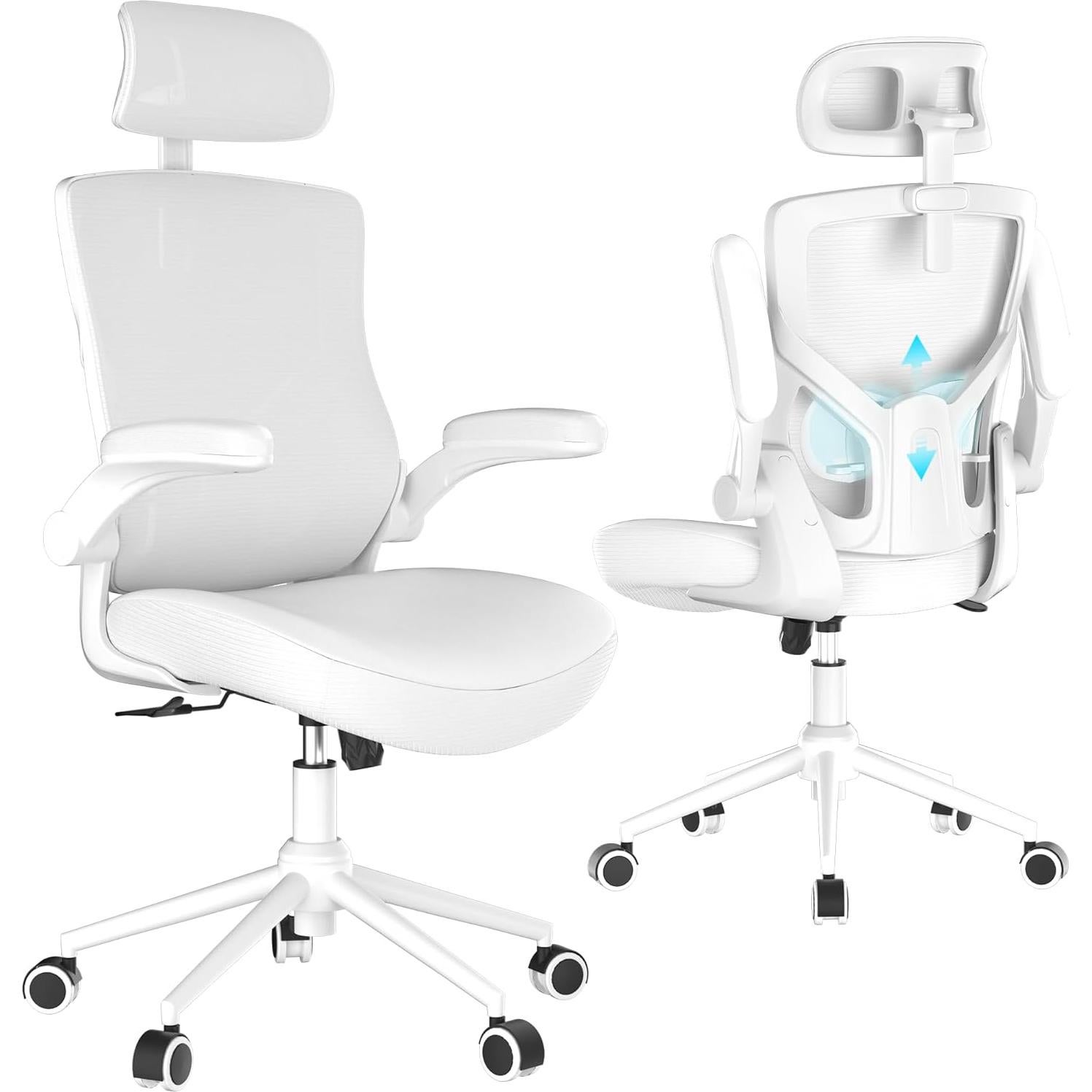 Silla de Oficina Ergonómica CYKOV Blanca con Soporte Lumbar