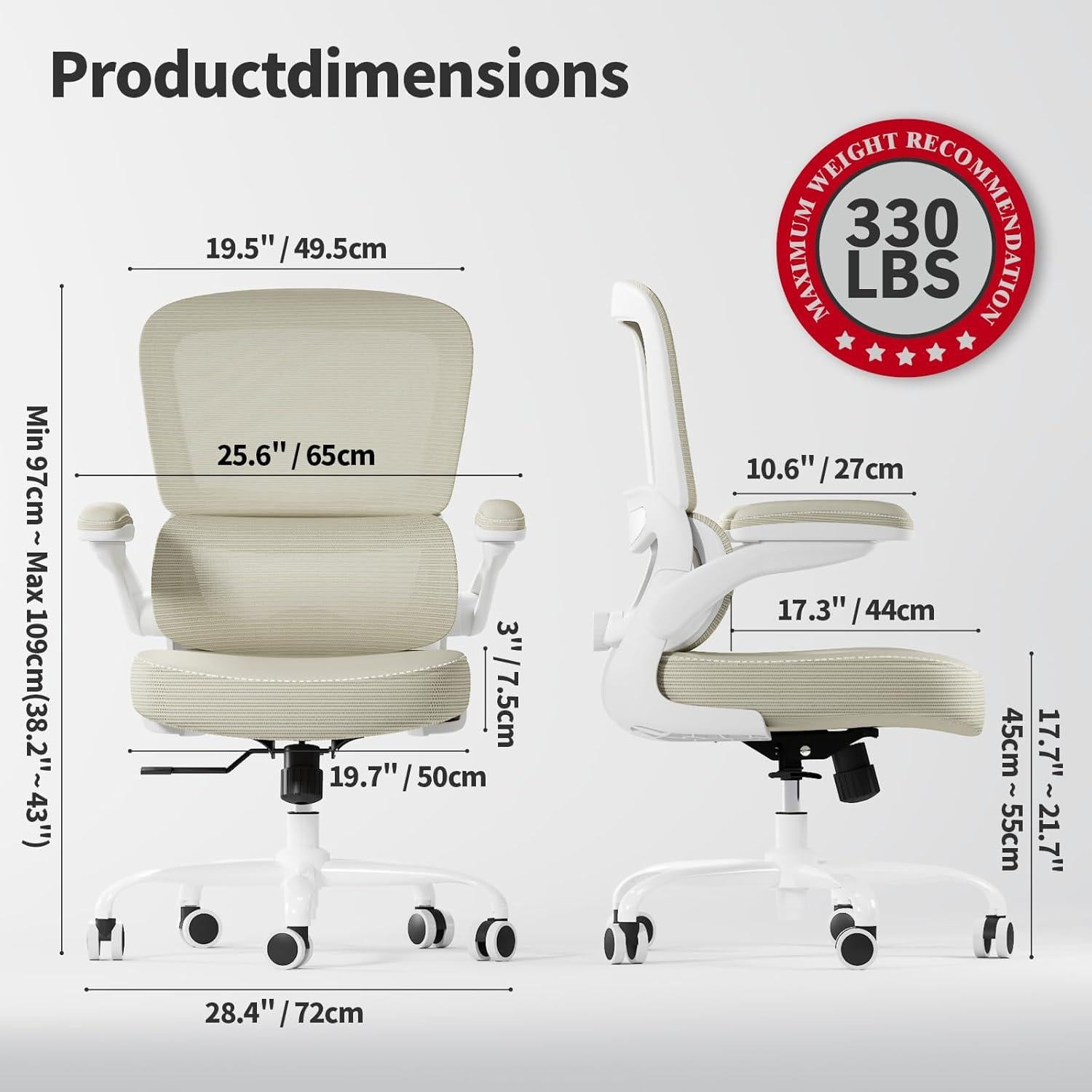 Silla de Oficina Ergonómica TRALT YX001-4 Beige con Soporte Lumbar